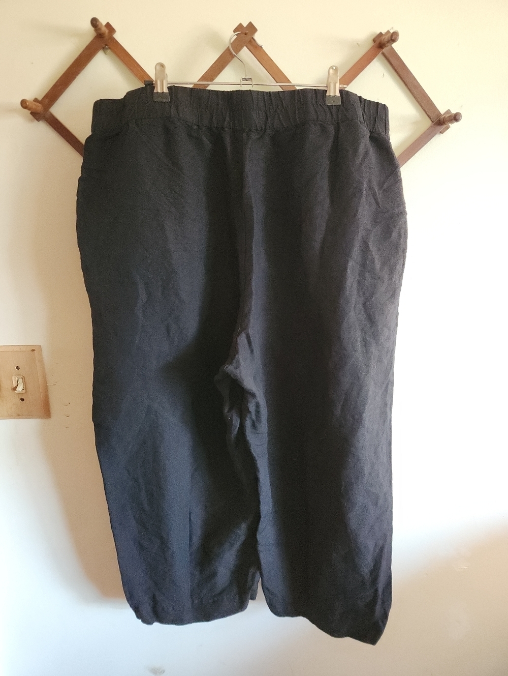 Madewell Linen Blend Cropped Wideleg Pant Capri Elastic Waist Pockets 1x - Picture 7 of 8